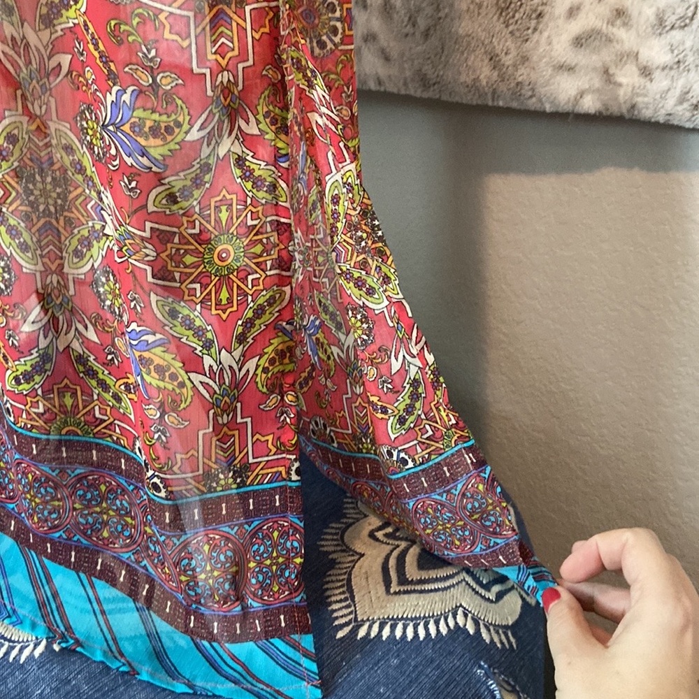 Flying Tomato Red & Blue Patterned Maxi Dress - Picture 14 of 15